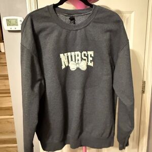 Gildan Gray Nurse Graphic Crew Neck Sweater